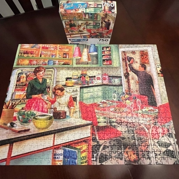 Back to the Past 750 Piece Puzzle Baking with Mom Made in USA RoseArt 27” x 20” - Picture 1 of 16